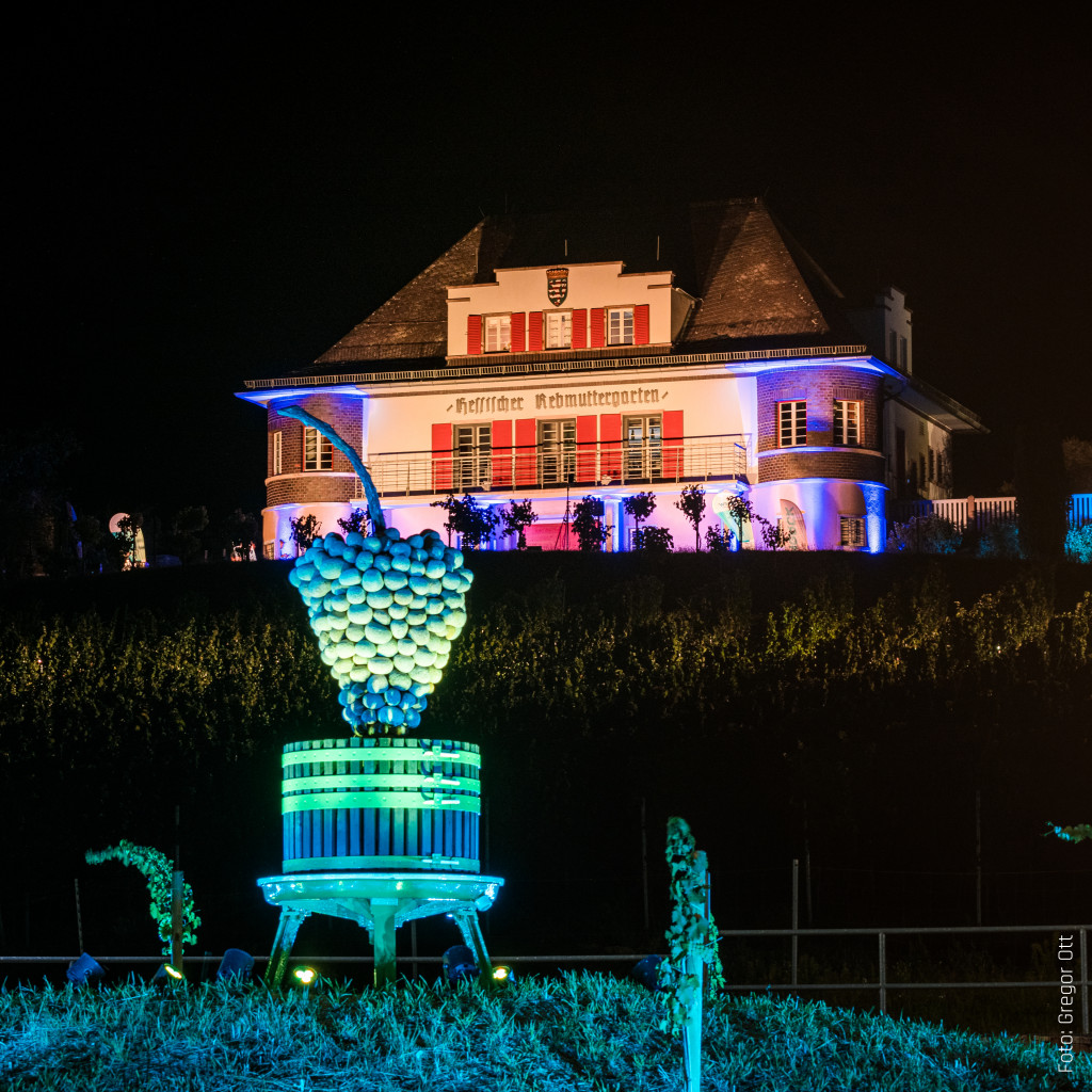 Bergstraße leuchtet 2020 — Sankt Georg Bensheim, Bensheim, 29. August 2020: Lichtinstallation